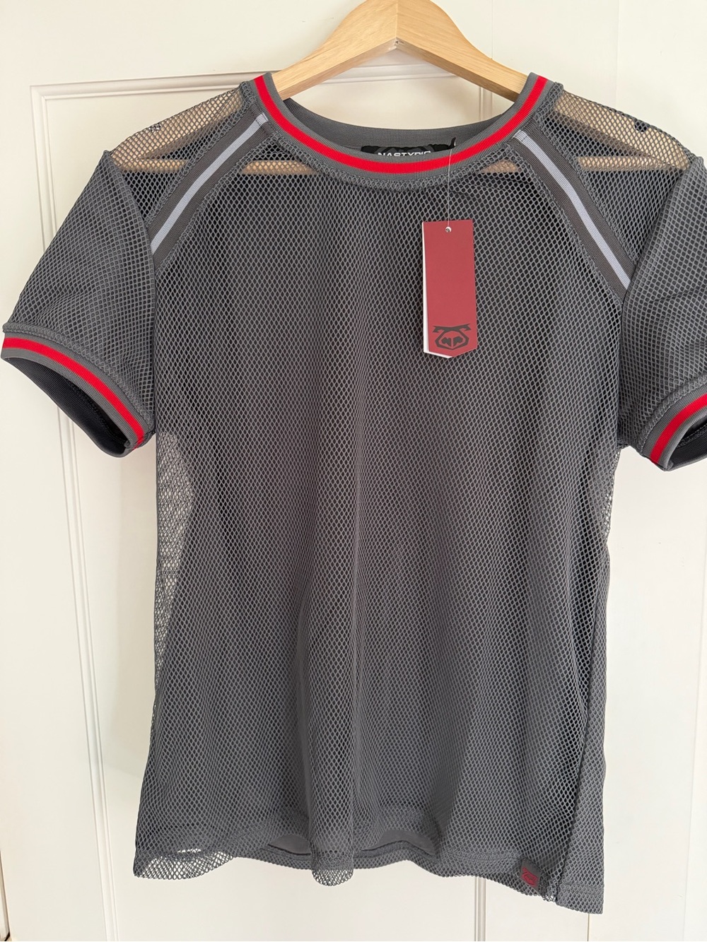 Nasty Pig Mesh Short-Sleeve Crew Neck Shirt - Gray with Red Trim